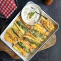 Frites de courgettes à l’air fryer, sauce yaourt au citron confit